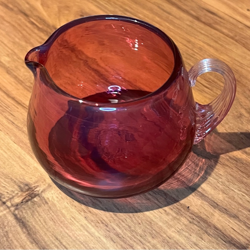 Vintage Pilgrim Cranberry Glass Creamer